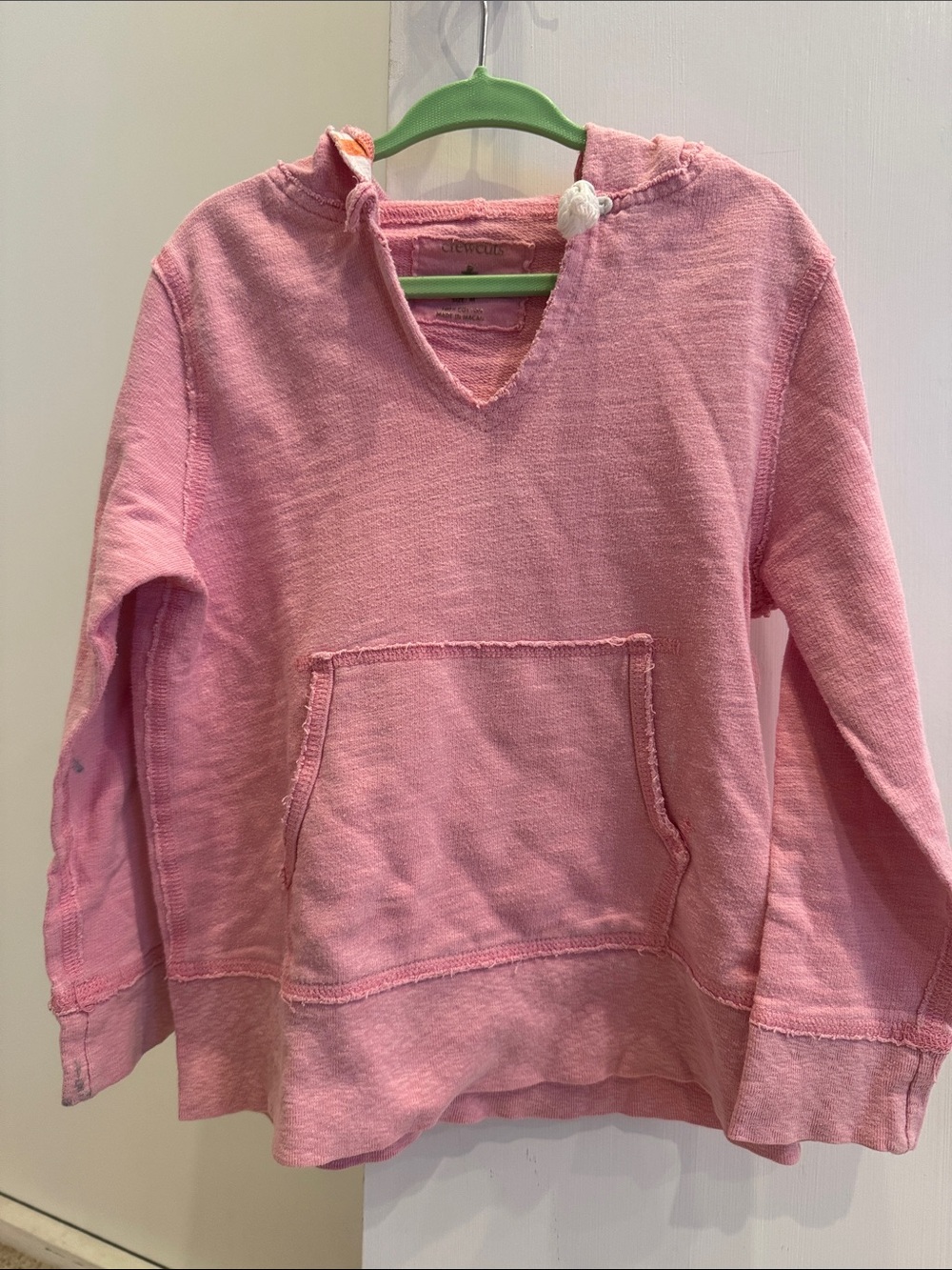 Crewcuts Pink Raw-Edge Hooded Pullover